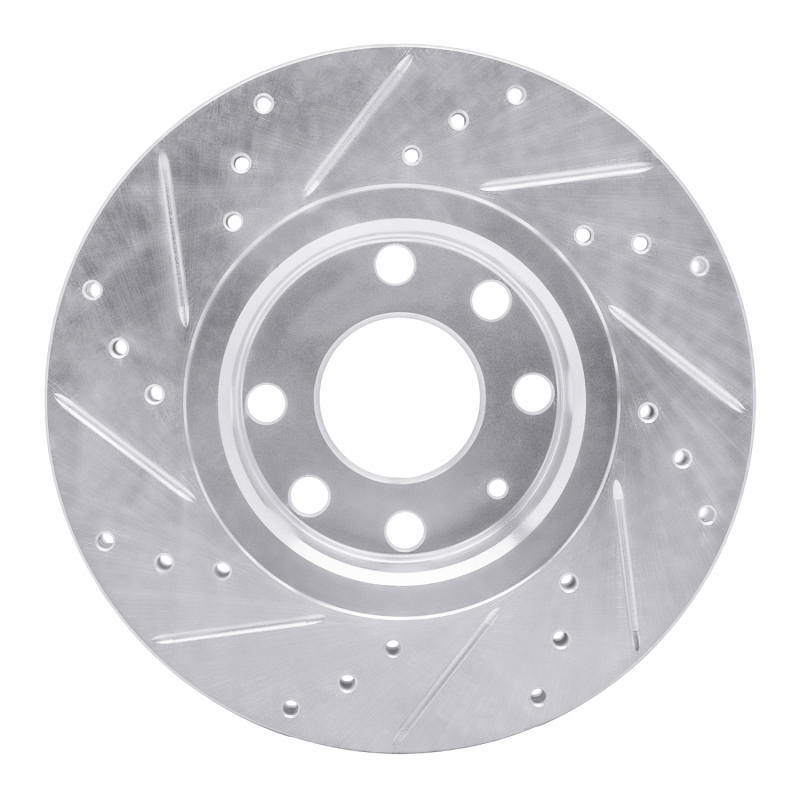 Fiat Punto Brake Rotor (1) - Front Right - R1 Concepts - Drilled & Slotted - Silver - `06-`10